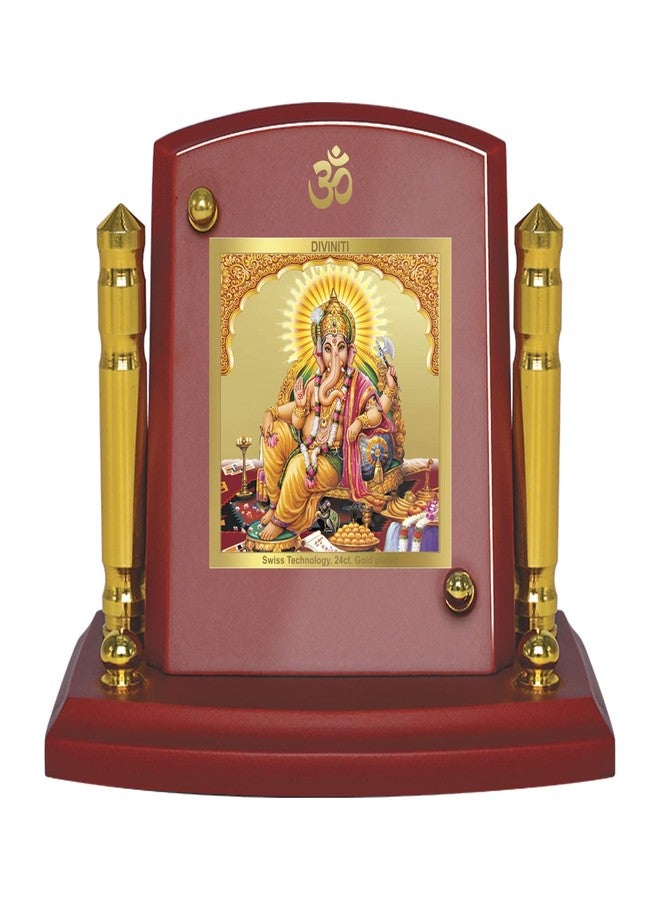 DIVINITI Lord Ganesha Photo Frame for Car Dashboard, Car Idol, Table Decor|MDF 1B P+ wooden Frame with 24K Gold Plated Foil|Religious Frame For Pooja, Prayer and Gift (7X 9CM) - Image 1